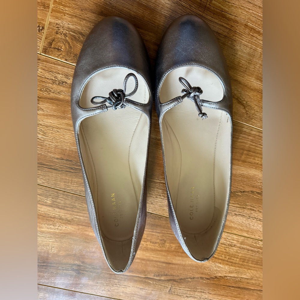 Elegant Metallic Ballet Flats with bow - Picture 2 of 8